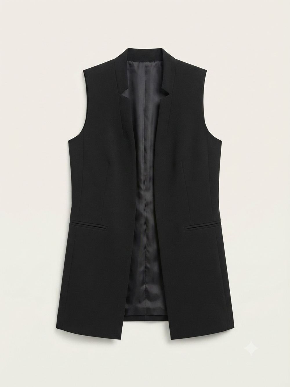 H&M Longline Sleeveless Blazer Vest Black Tailored Waistcoat Women's 4 Luxury